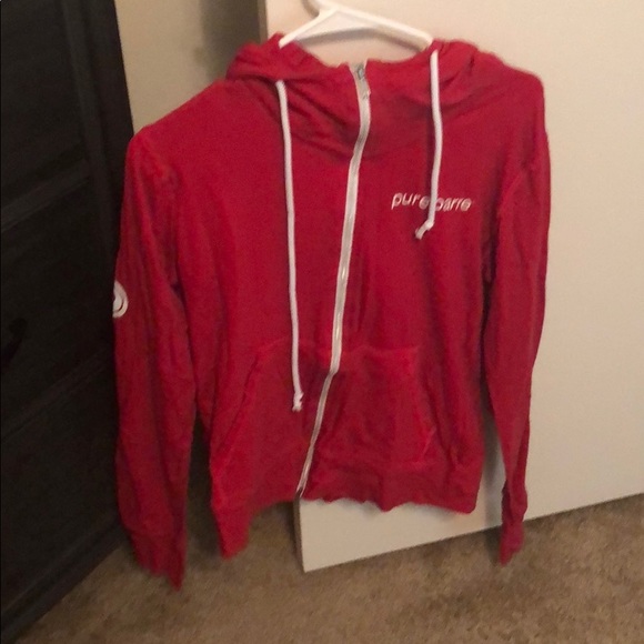 thin red zip up hoodie